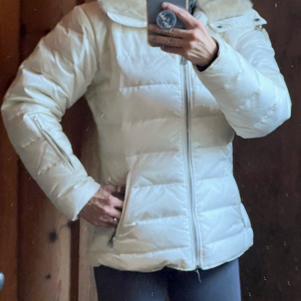 Nils down puffy winter jacket, off white, size small
